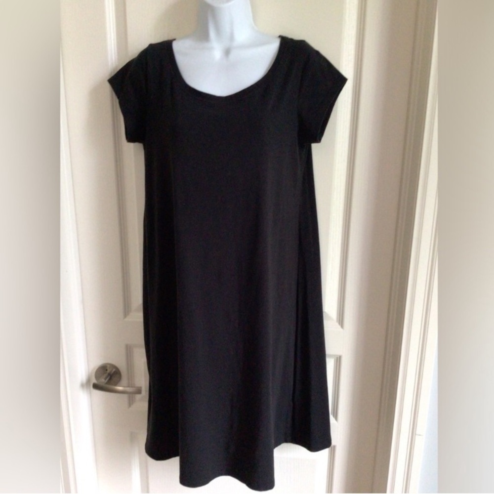 Eileen Fisher T-Shirt Dress Organic Cotton Blend Black Size Medium
